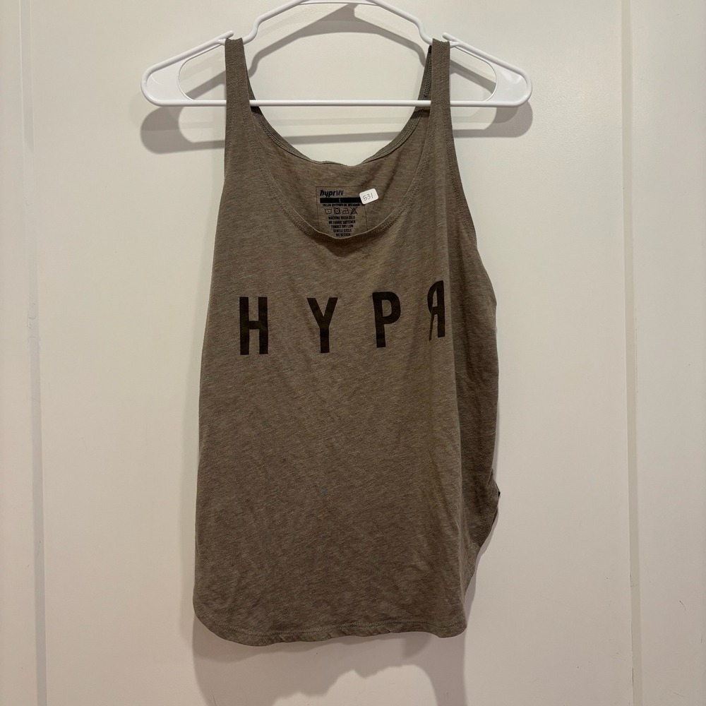 HyprMV Mens Graphic Tank Top Brown Heathered Sleeveless Gym Shirt Size L